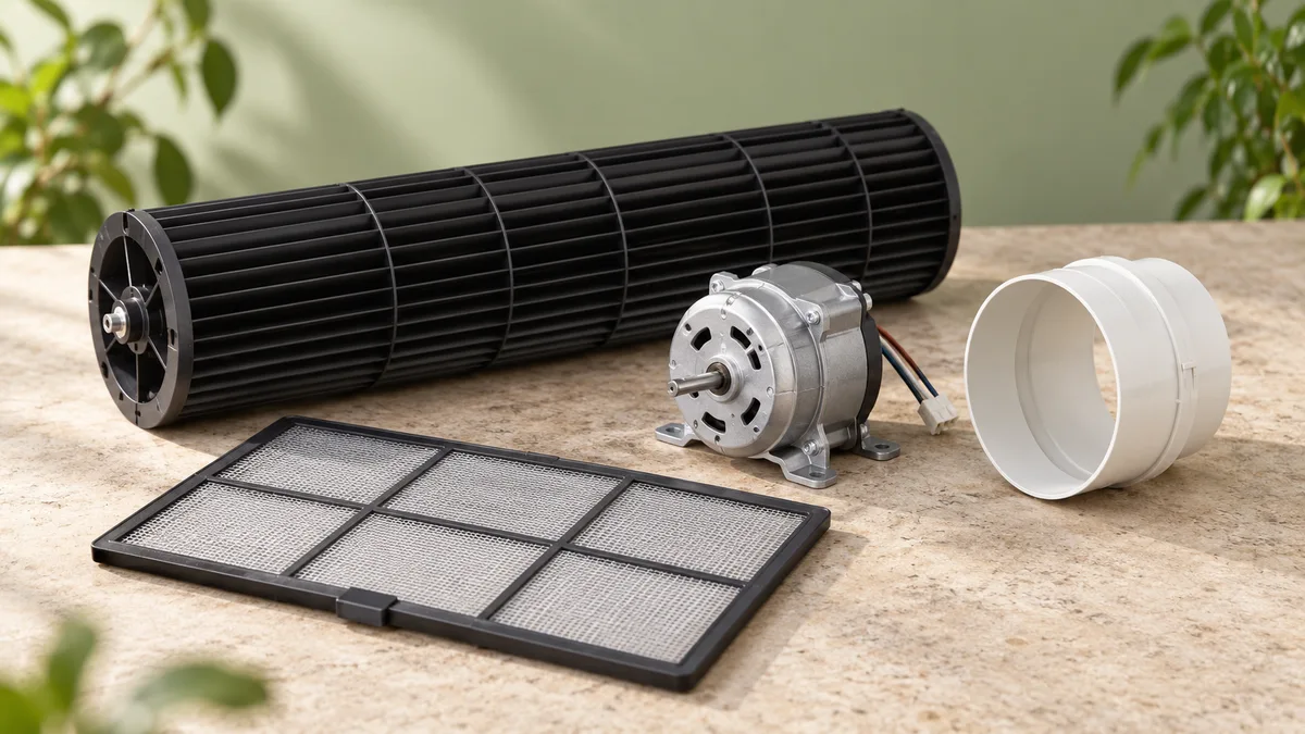 Filtres, gaine et grille de ventilation