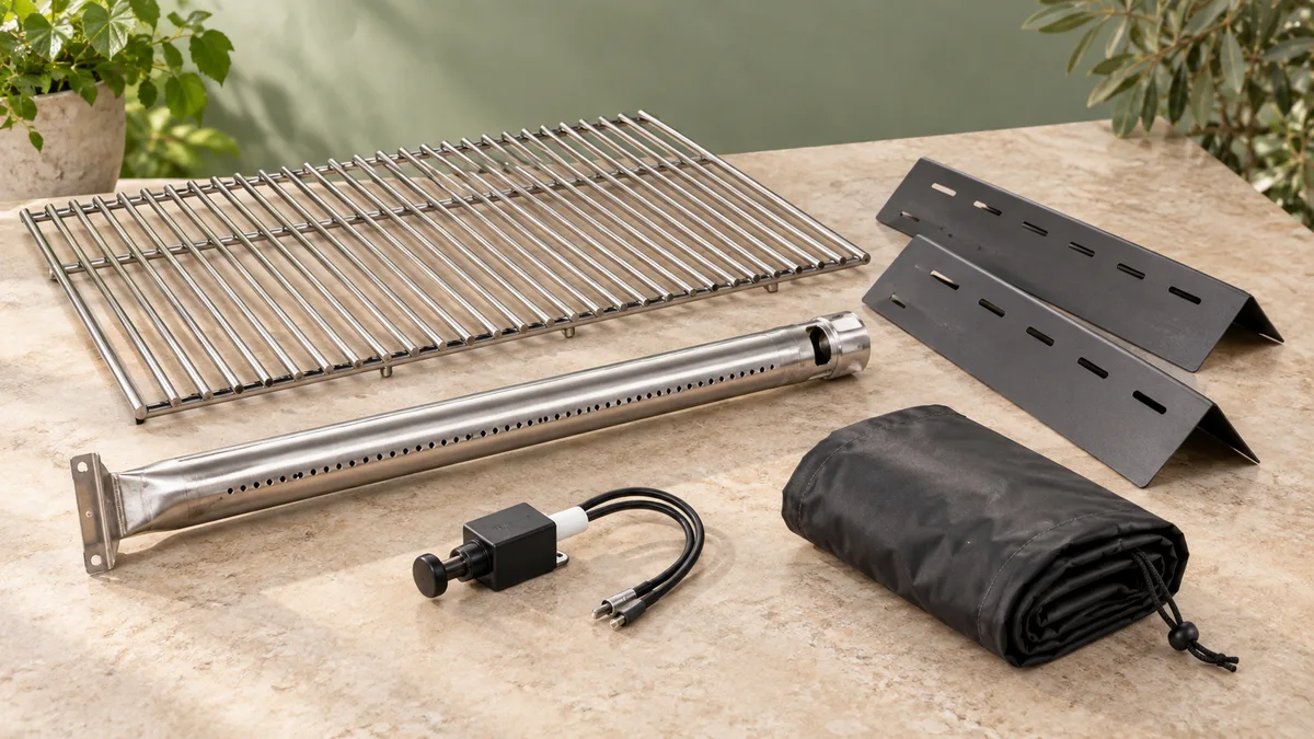 Grille, brûleur, brosse et thermomètre pour barbecue