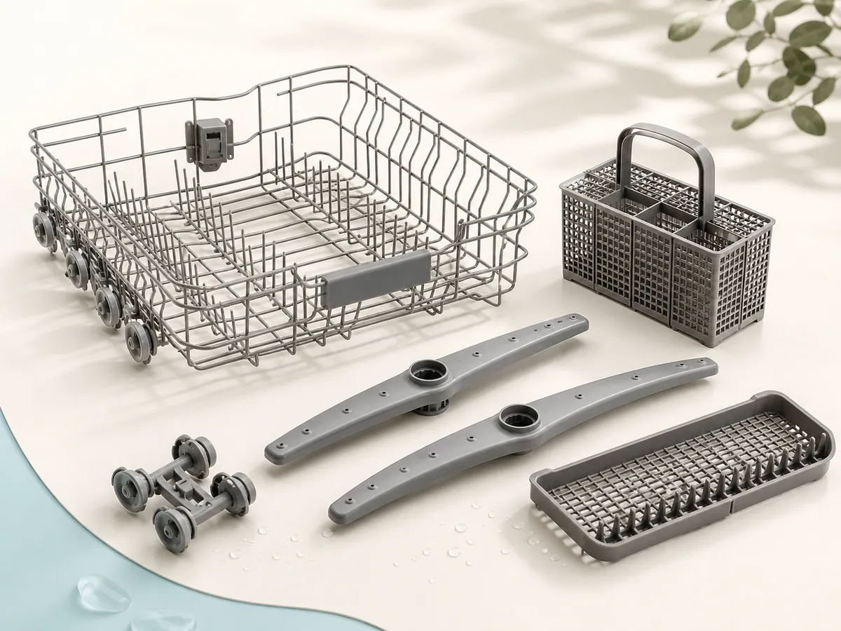 Dishwasher racks and replacement parts