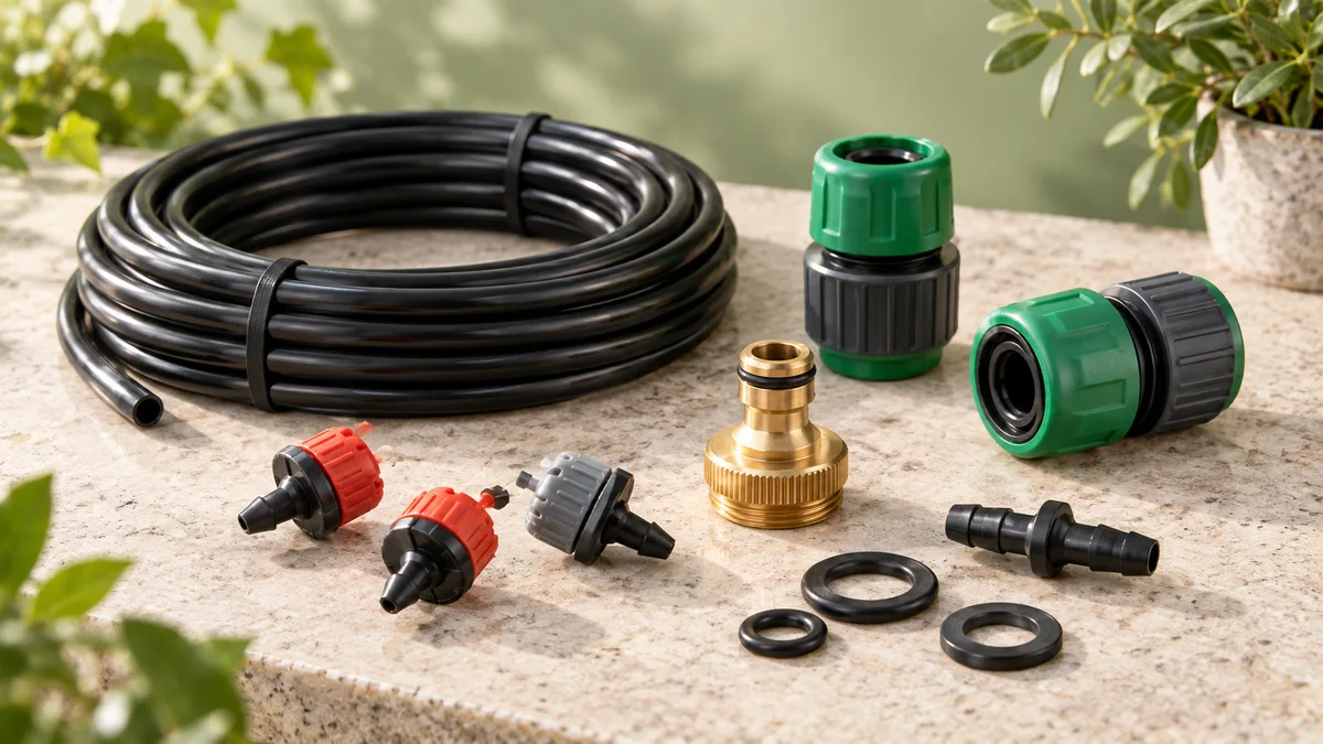 Raccords, tuyaux et goutteurs pour arrosage du jardin
