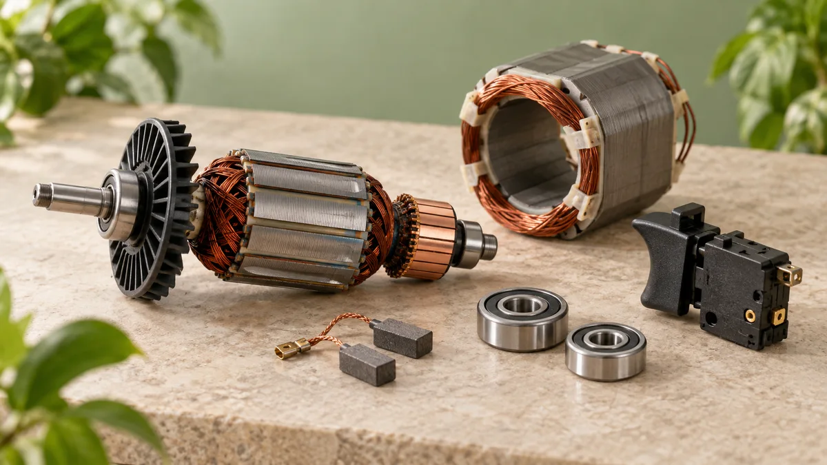 Balais de charbon, rotor et stator pour moteur d’outil