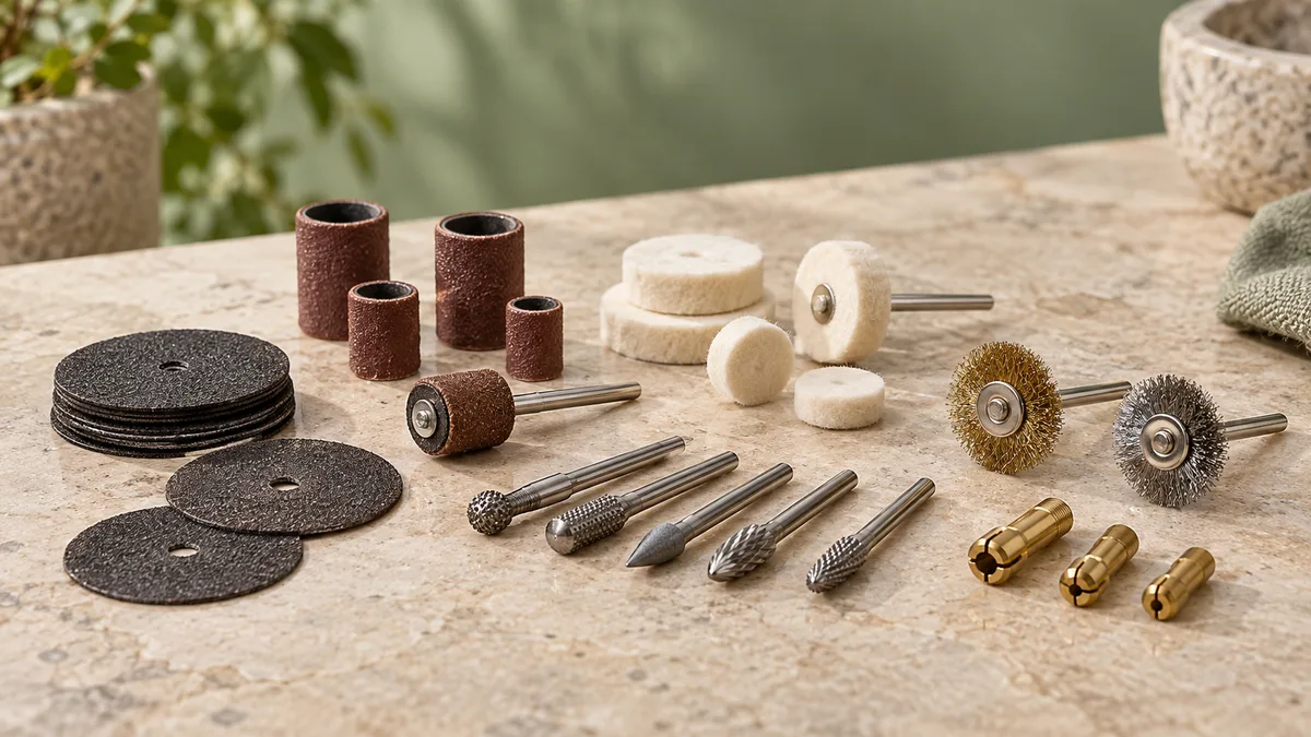 Disques, bandes abrasives, fraises et brosses pour outils rotatifs