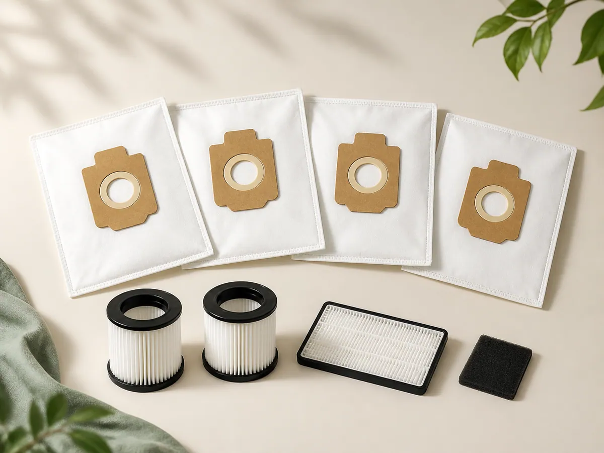 Sacs et filtres plissés génériques d’aspirateur représentant Pack AEF150 de deux filtres pour CX7-2, référence 9001683755 ; illustration de catégorie