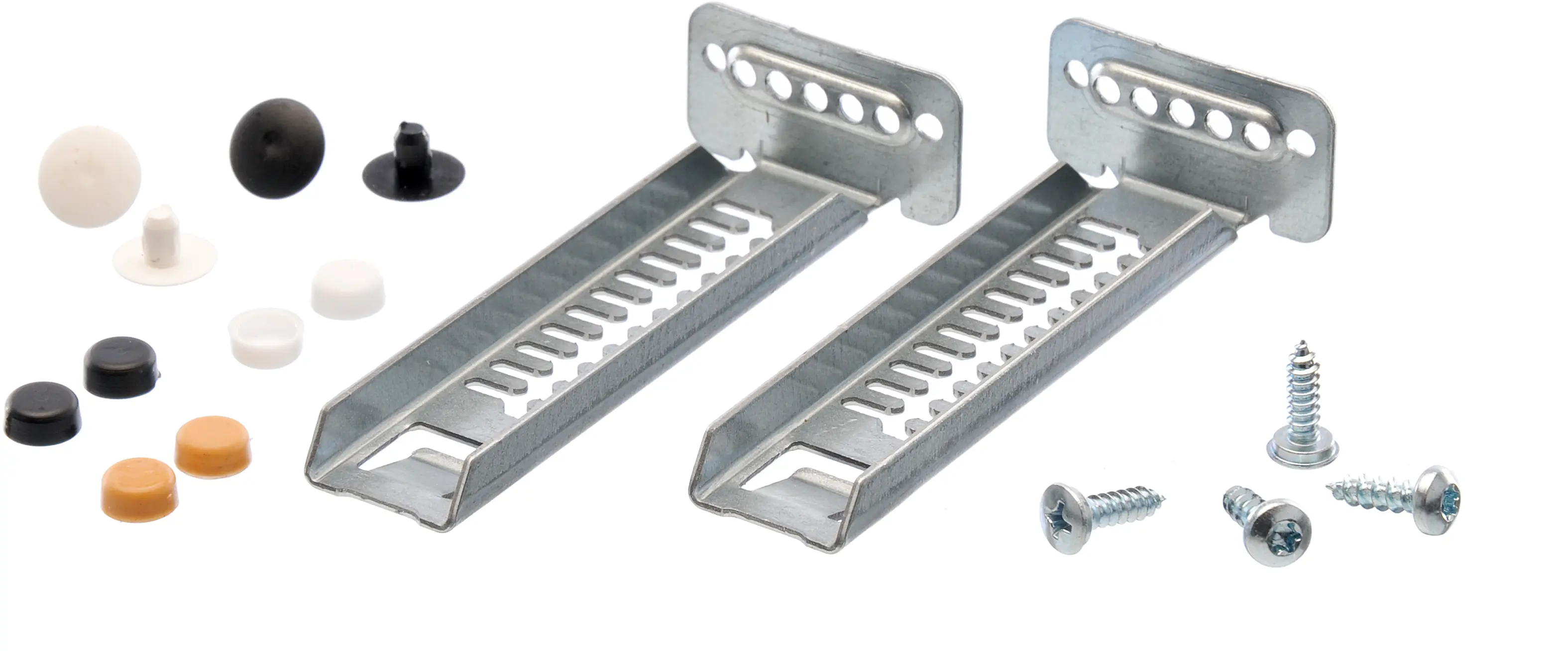 Kit de fixation, supports de montage pour plinthes (2 pièces) avec vis, capuchons de vis (ensemble) pour lave-vaisselle Bosch 00612653